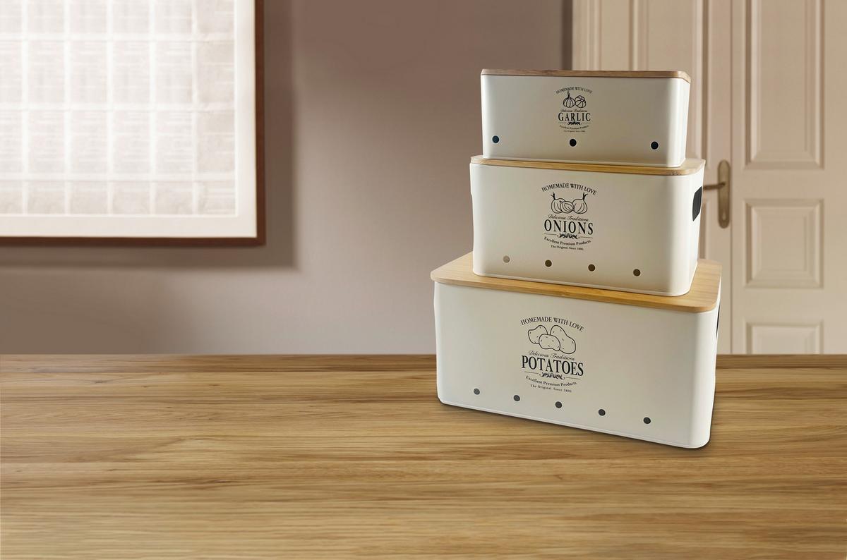 Vorratsdosenset Fanny - Schwarz/Weiß, Basics, Naturmaterialien/Metall - James Wood