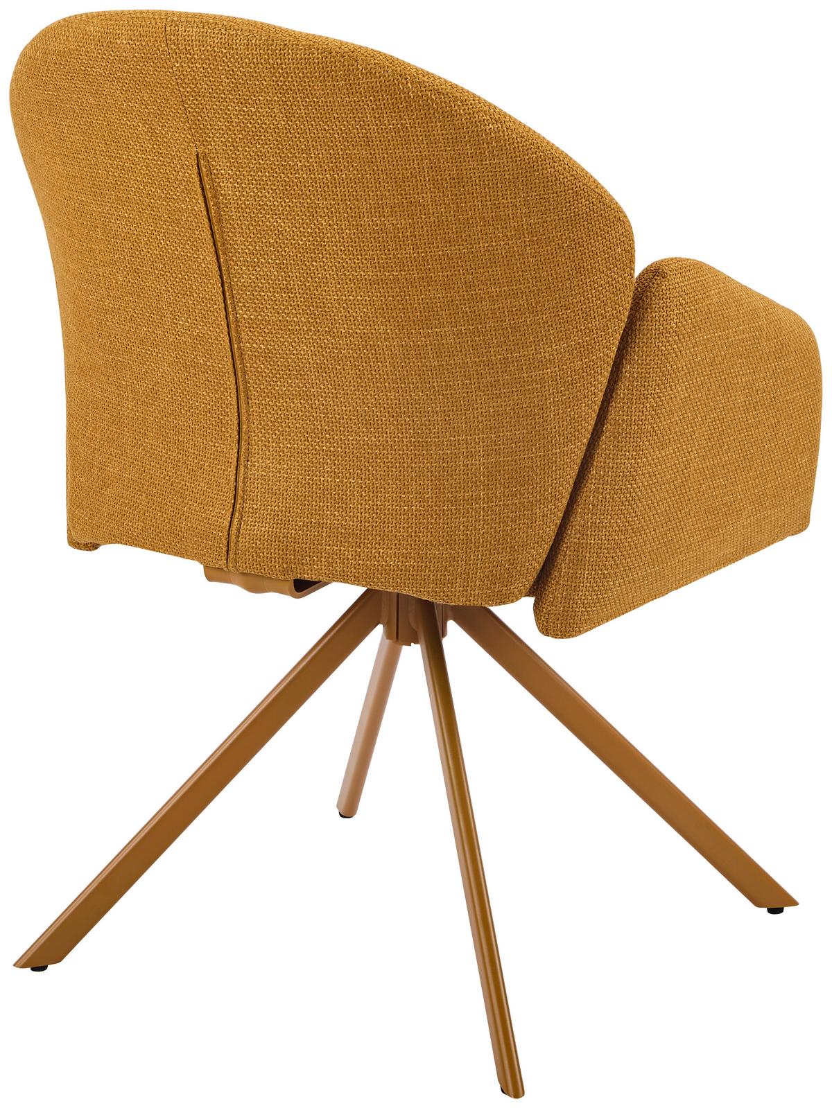 Armlehnstuhl Holly drehbar Webstoff Curry, B: 56,5 cm - Currygelb, MODERN, Textil/Metall (56,5/61/84cm)