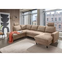 Wohnlandschaft Passione Hellbraun U: 200x305x153 cm - Hellbraun/Schwarz, MODERN, Textil (200/305/153cm) - Livetastic