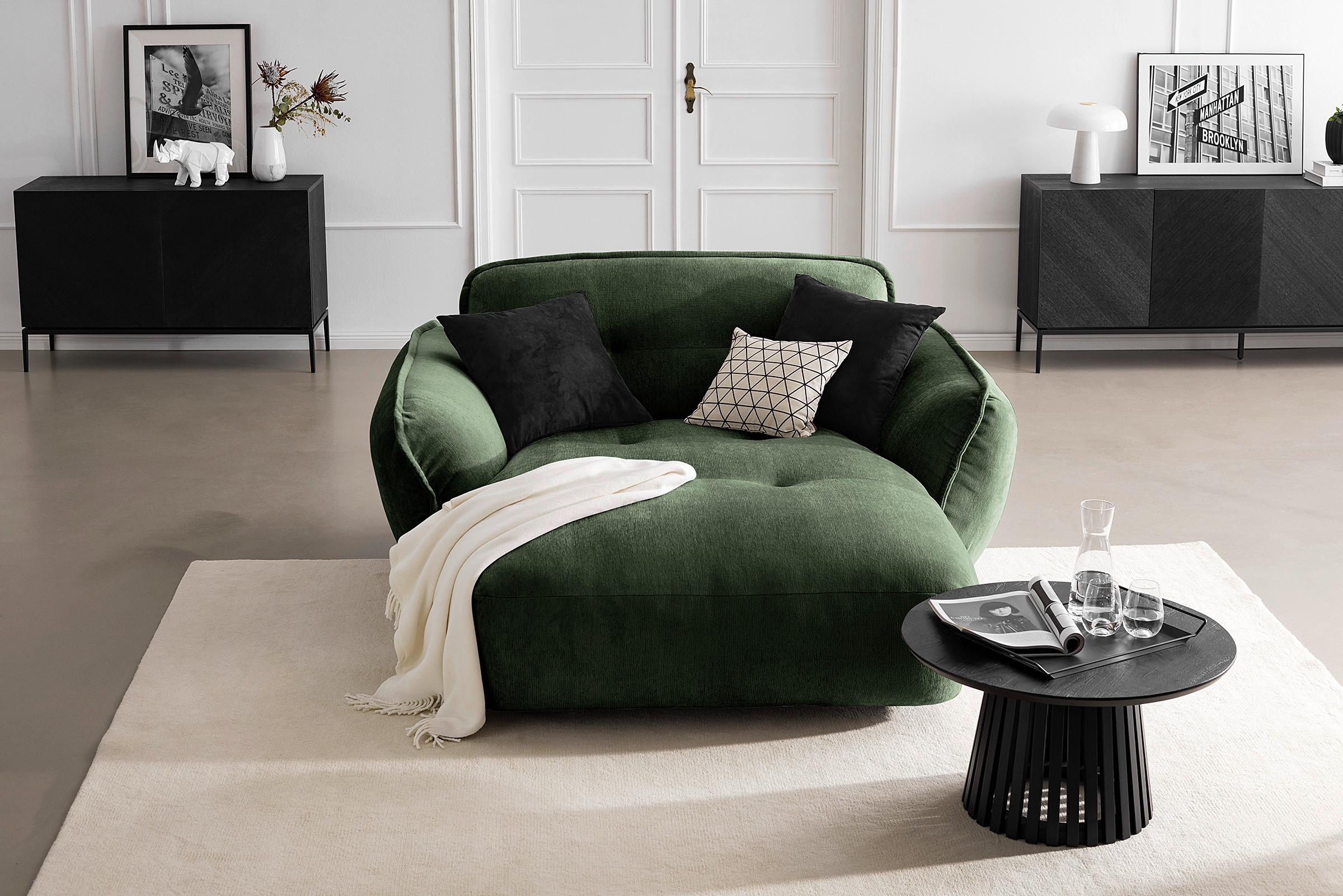 Xxl-sessel Fluffy, Dunkelgrün B: 182 Cm - Dunkelgrün/Schwarz, MODERN, Textil (182/87/184cm) - Trendmanufaktur