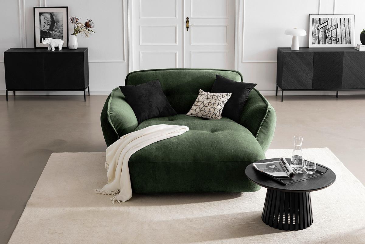 XXL-Sessel Fluffy, Dunkelgrün B: 182 cm - Dunkelgrün/Schwarz, MODERN, Textil (182/87/184cm) - Trendmanufaktur