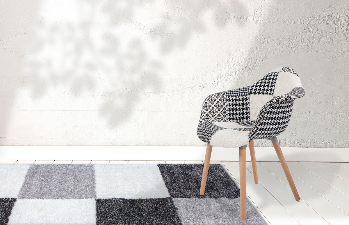 Armlehnstuhl-Set Dave 110 Schwarz/Weiß - Buchefarben/Schwarz, Design, Holz/Kunststoff (62/80/61cm) - Kayoom