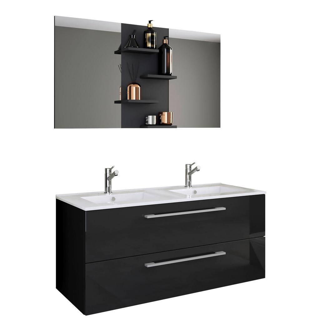 Badmöbel-Set 2--Teilig. hängend Budasi 112 cm Schwarz