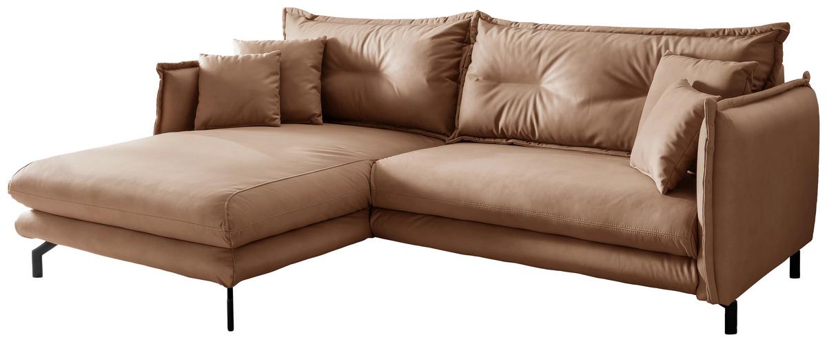 Ecksofa Lava Taupe S: 180x255cm - Taupe/Schwarz, MODERN, Textil (180/255cm) - Livetastic