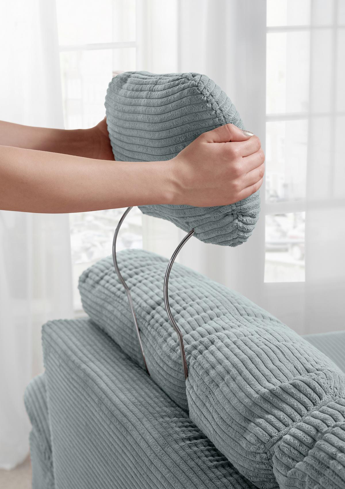 Wohnlandschaft mit Schlaffunktion, Hellblau - Naturfarben/Hellblau, MODERN, Textil (176/338-352/206cm) - Livetastic