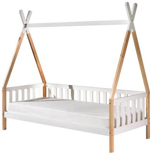 Hausbett Tipi Weiß Lackiert 90x200cm - Weiß/Kieferfarben, MODERN, Holz (90/200cm) - MID.YOU