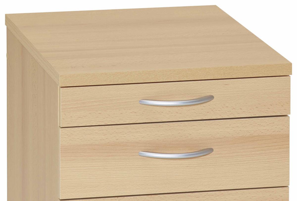 Rollcontainer Buche Dekor Serie 4000 41,6x53,4x50 cm - Buchefarben/Schwarz, Basics, Holzwerkstoff (41,6/53,4/50cm) - MID.YOU