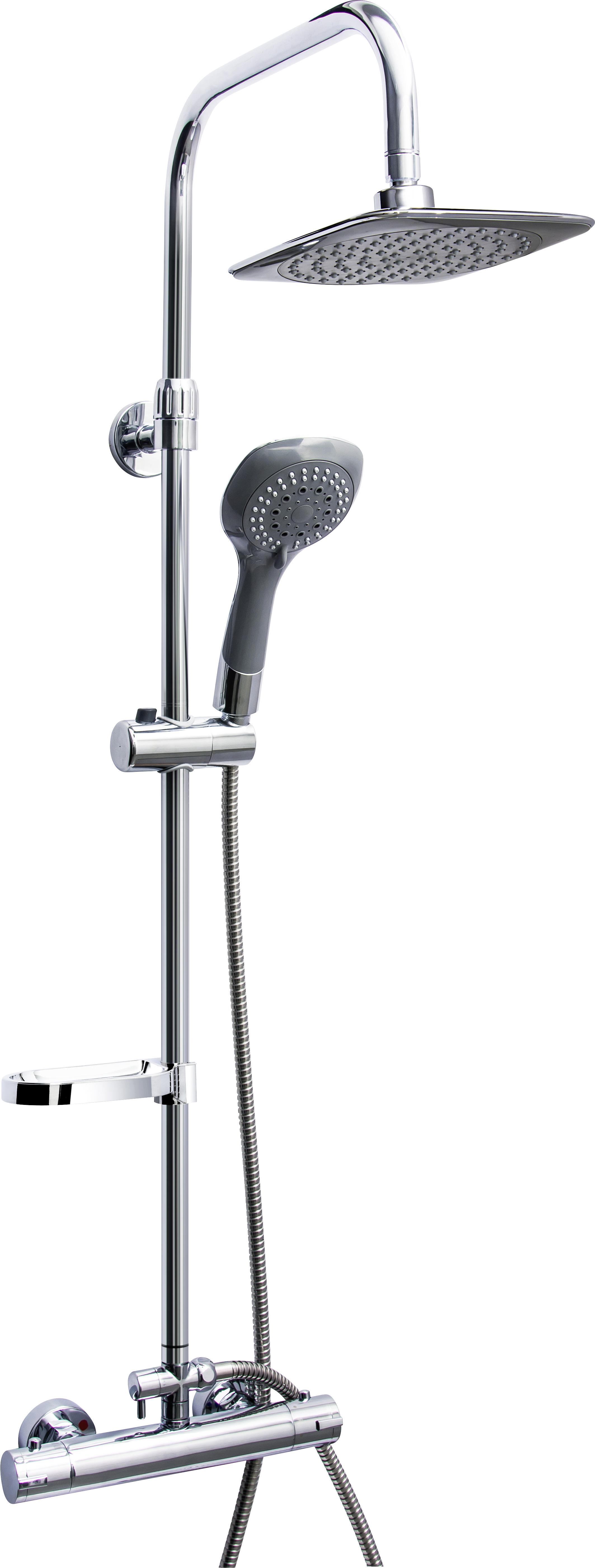 Brausegarnitur Shower Chrom 3 -Fach verstellbar Seifenablage - Chromfarben, MODERN, Kunststoff/Metall (33/96/22cm)