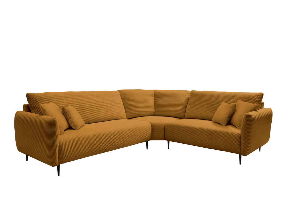 Ecksofa Vanilla Goldfarben S: 294x256 cm - Goldfarben/Schwarz, Design, Textil (294/256cm) - Livetastic