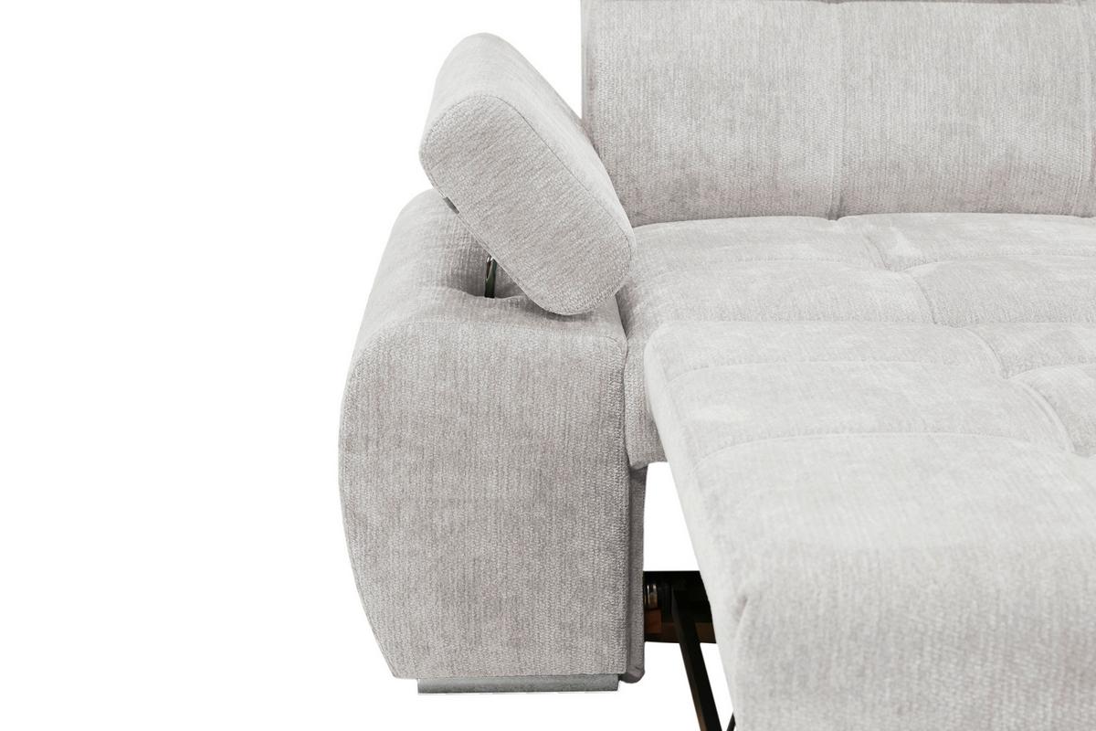 Rohová sedačka VEGAS, pravá, svetlosivá ženilka - svetlosivá/strieborná, Design, drevo/textil (294/173cm)