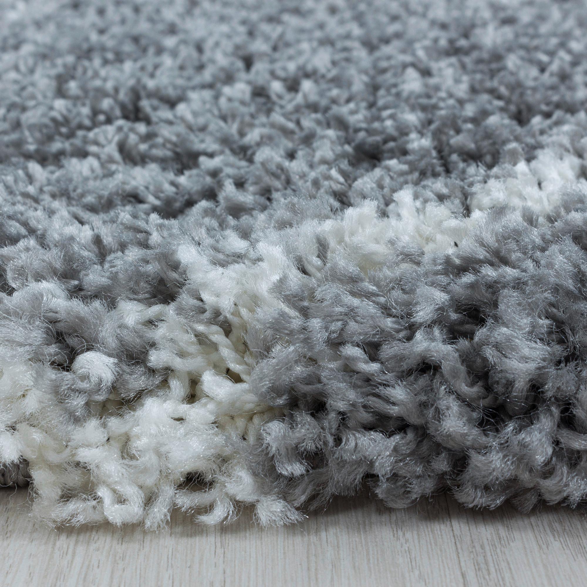 Hochflor Teppich Grau Alvor Rund ⌀ 200 cm - Grau, Basics, Textil (200cm)