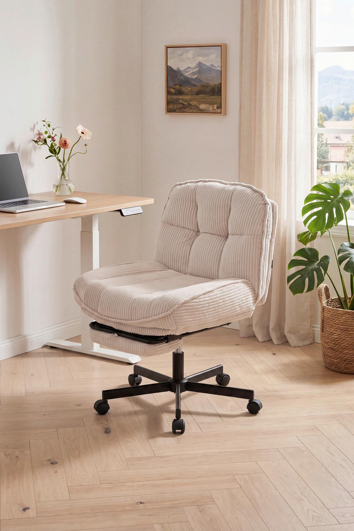 Drehstuhl Ahrhus Beige B: 67 cm - Beige/Schwarz, MODERN, Holz/Kunststoff (67/84.5-92.5/73,5cm) - Livetastic