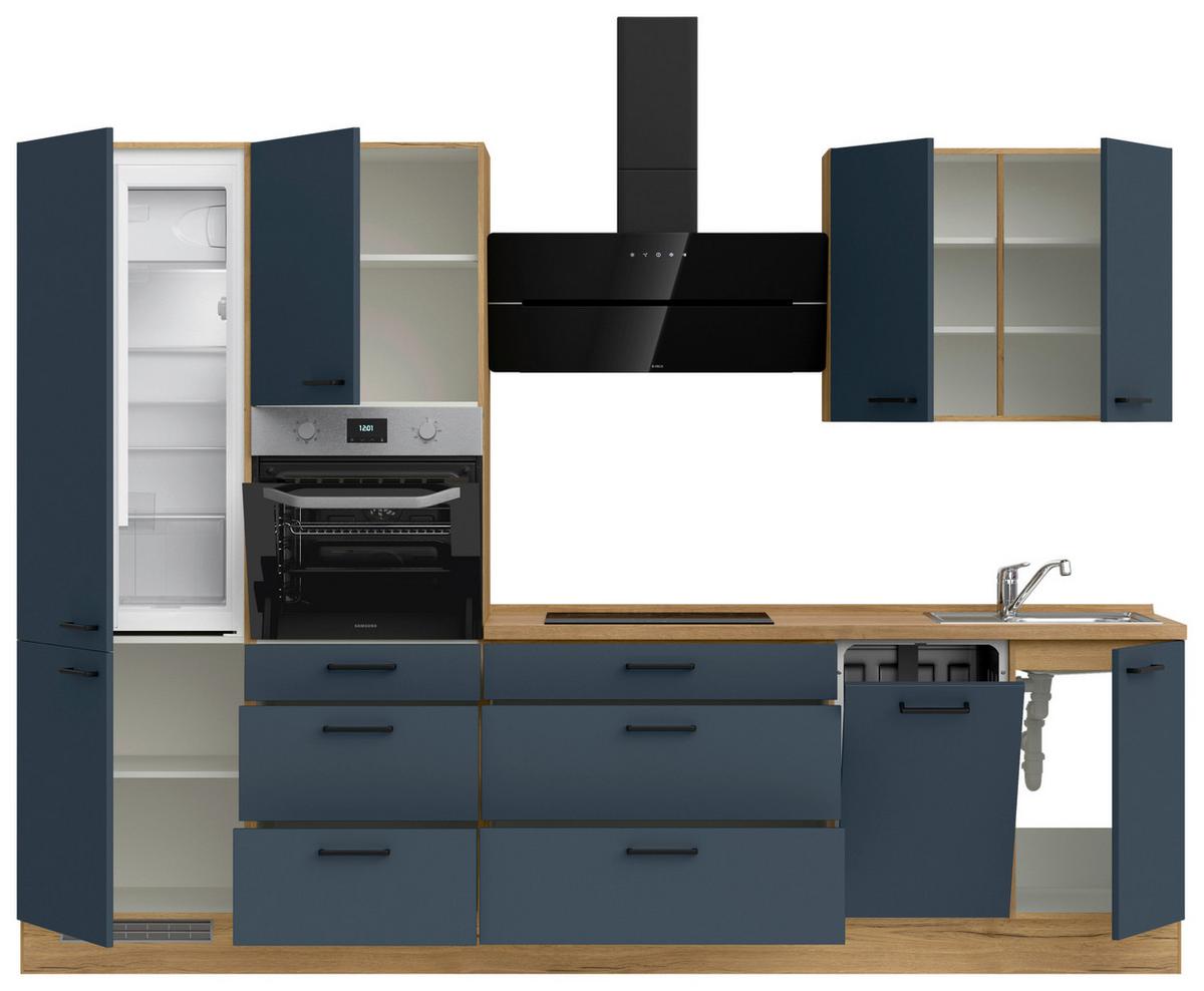 Küchenleerblock Easytouch High-Line, H4 Links - Blau/Eichefarben, MODERN, Holzwerkstoff (300cm) - Nobilia