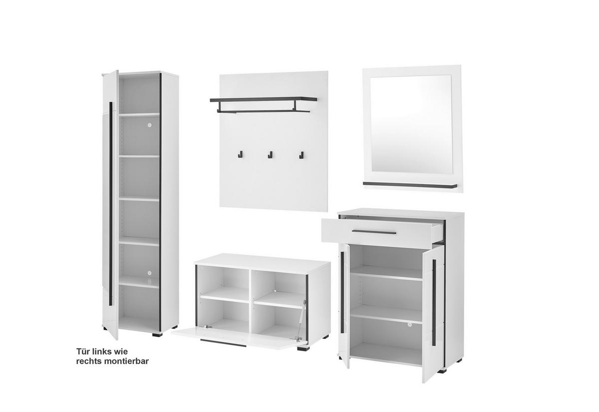 GARDEROBE Cantara Weiß/Weiß HG B: 230cm - Weiß Hochglanz/Weiß, MODERN, Holzwerkstoff (230/201/39cm) - MID.YOU