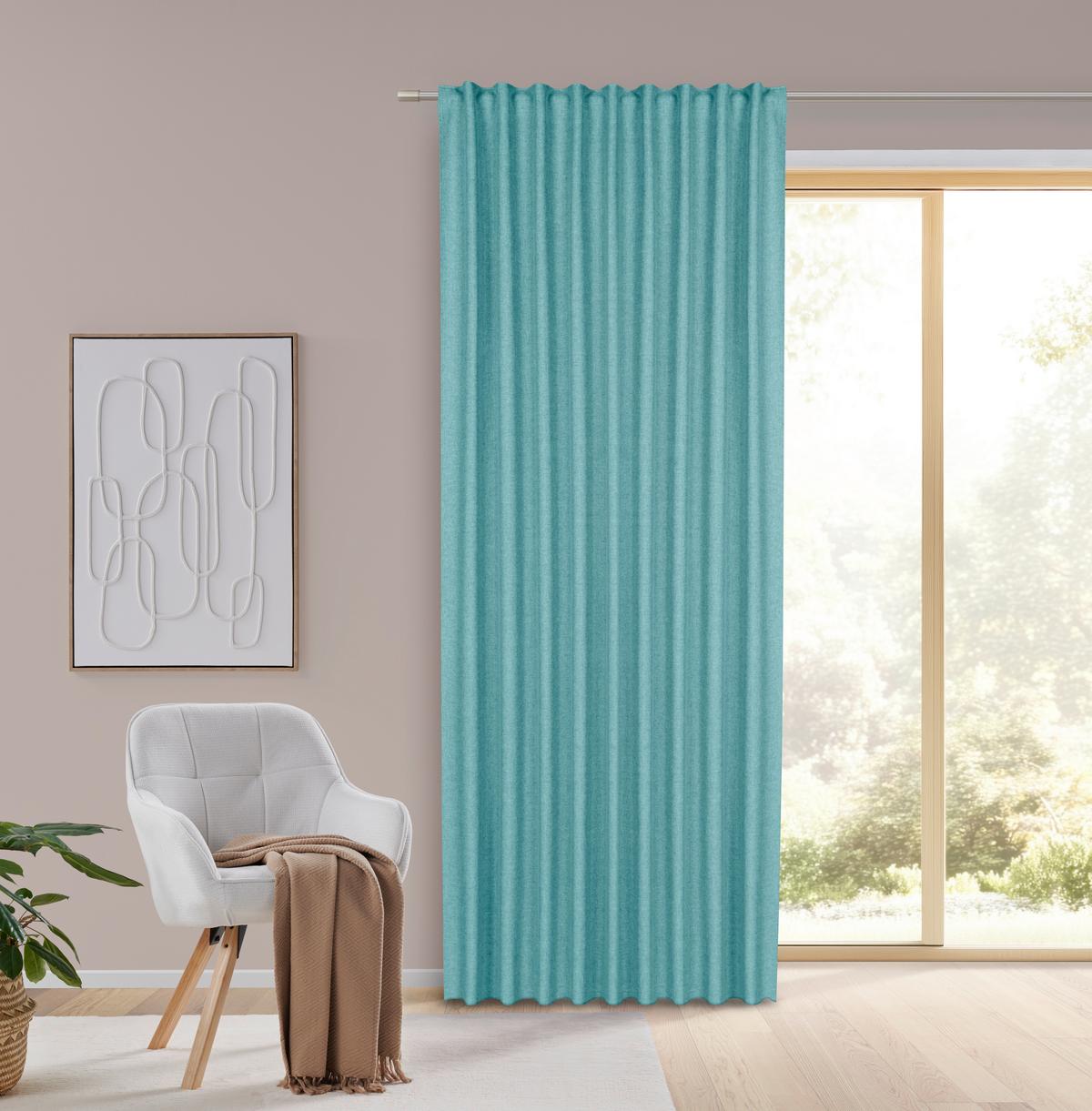 HOTOVÝ ZÁVĚS ULRICH -EXT- -TOP- - světle modrá, textil (135/245cm) - Modern Living