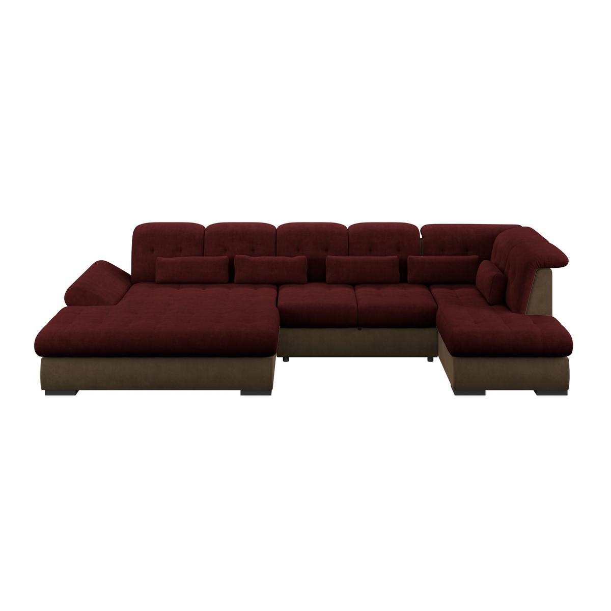 Wohnlandschaft Madera Rubinrot, S: 358x212 cm - Hellbraun/Rot, KONVENTIONELL, Kunststoff/Textil (190/358/212cm)