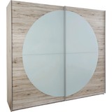 Schwebetürenschrank Arezzo 215 cm Sandeiche - Eichefarben/Weiß, MODERN, Glas/Holzwerkstoff (215/210/60cm)