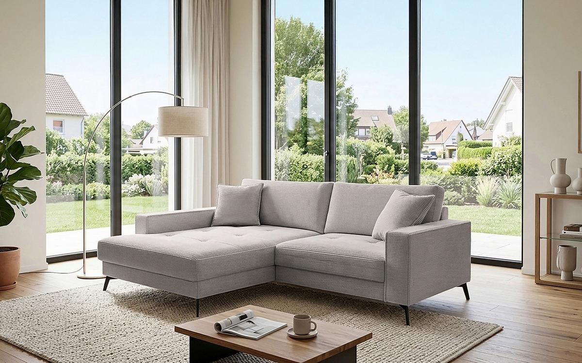 Ecksofa Ted Graubraun S: 174x228 Cm - Hellbraun/Schwarz, Trend, Textil (174/228cm)