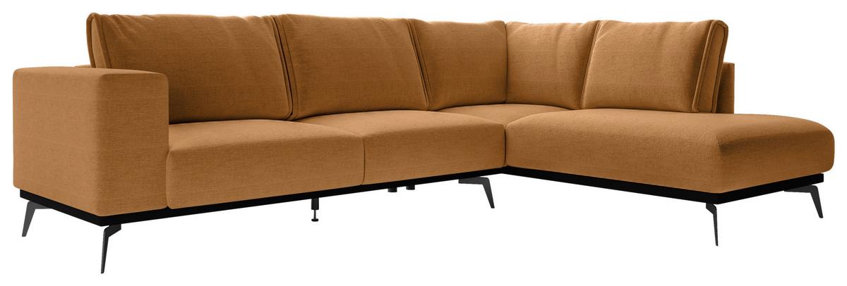 Sedací souprava ISOLDE, pravá, oranžová - oranžová/černá, Design, kov/dřevo (293/200cm) - MID.YOU