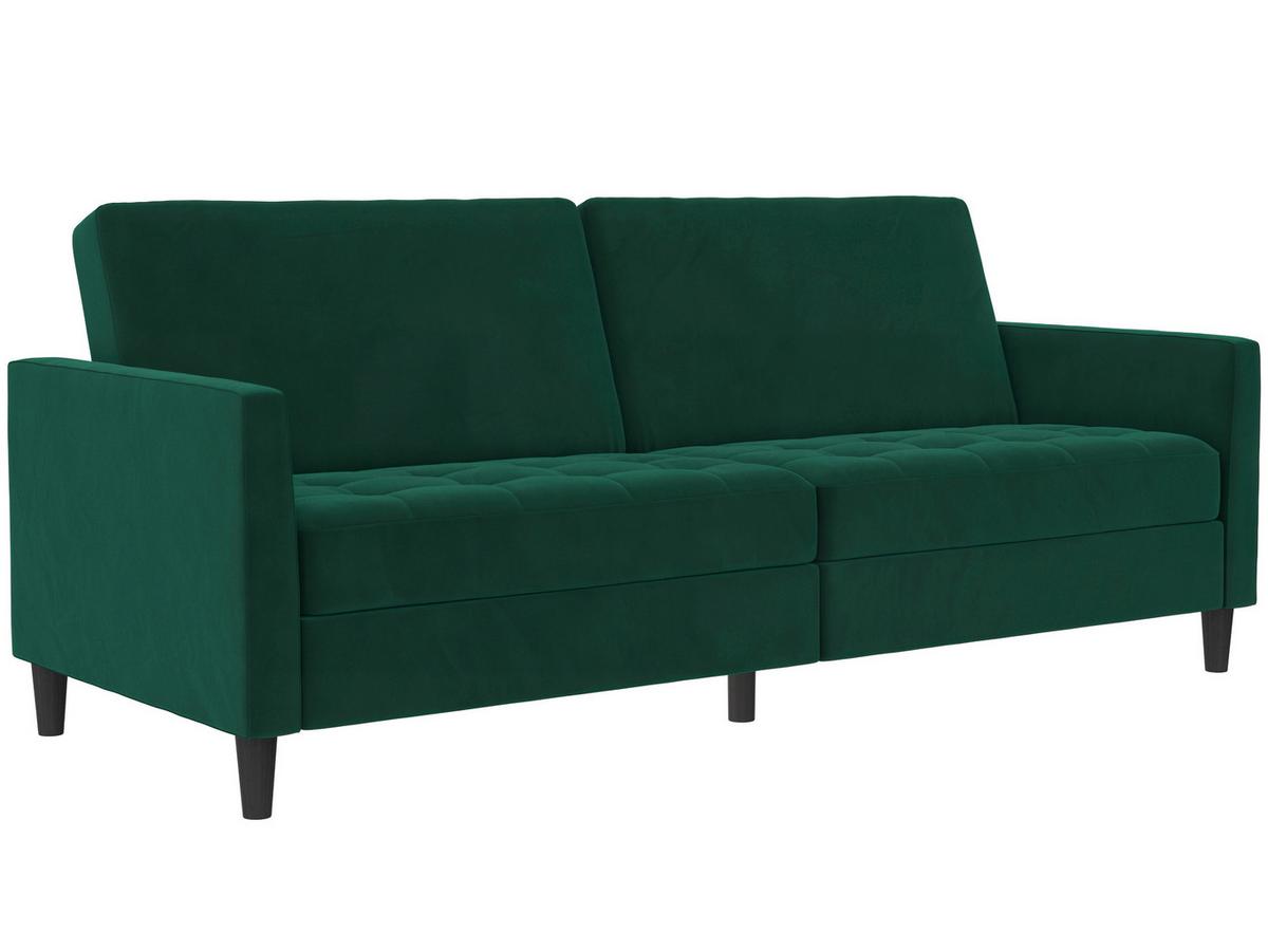 Schlafsofa Palermo Dunkelgrün, mit Schlaffunktion - Dunkelgrün/Schwarz, Basics, Textil (207/86/86cm) - Livetastic