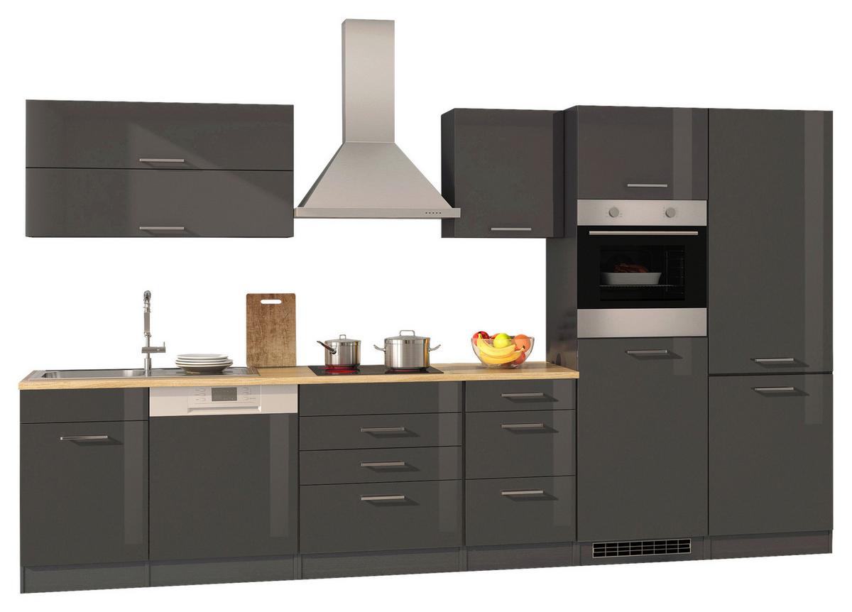 Küchenblock Mailand Graphitfarben B: 360cm - Graphitfarben/Sonoma Eiche, MODERN, Holzwerkstoff (360cm) - Held