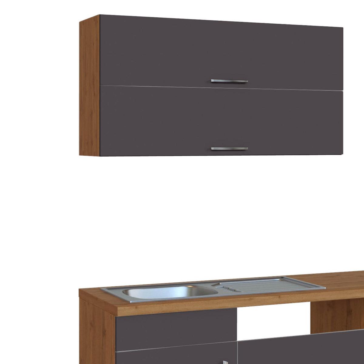 Küchenzeile Sorrento ohne Geräte 360 cm Anthrazit - Eichefarben/Anthrazit, MODERN, Holzwerkstoff (360cm) - Held