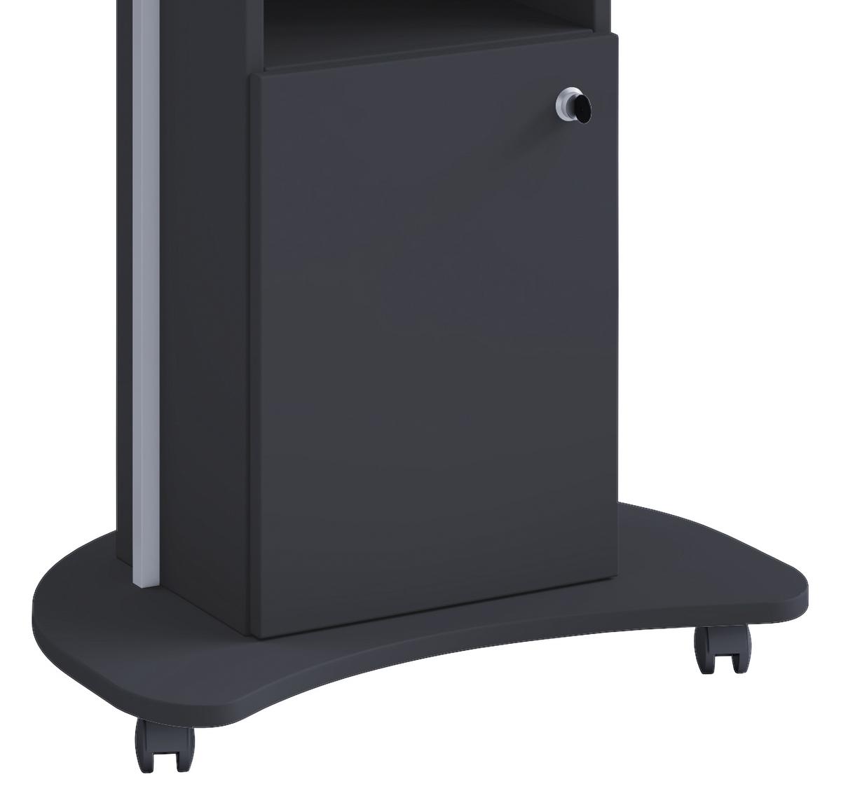 Stehpult mit Stauraum + Rollen B 56cm H 93cm Komil, Schwarz - Schwarz, Basics, Holzwerkstoff (56/41/93cm) - MID.YOU