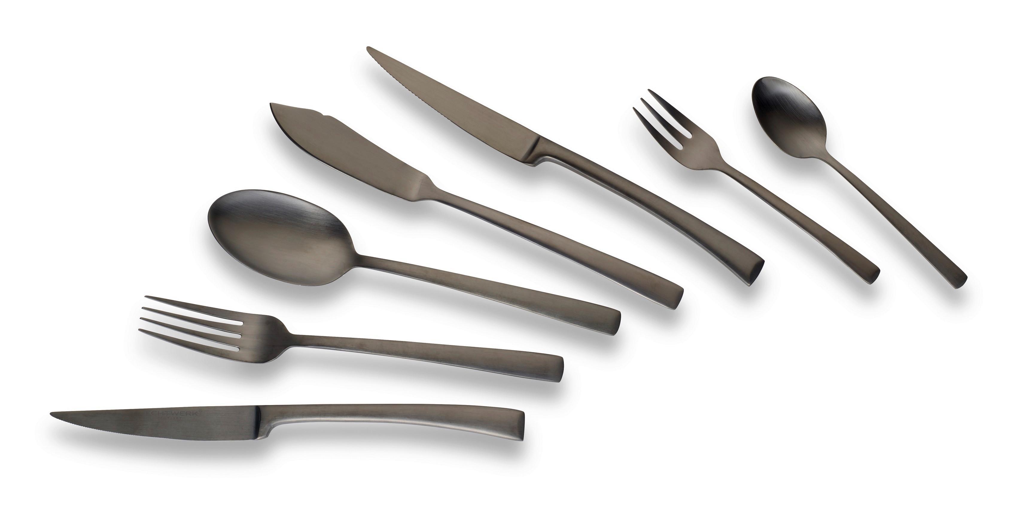Besteckset 42-teilig Avelino Für 6 Personen - Schwarz, Design, Metall - Echtwerk