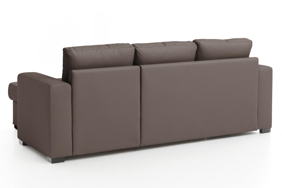 Ecksofa mit Schlaffunktion + Bettkasten Cristiano Lederlook - Braun, Basics, Textil (220/150cm) - MID.YOU