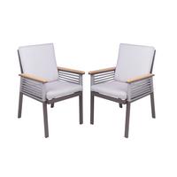 Gartenstuhl-set Denia - Dunkelbraun/Hellgrau, Basics, Kunststoff/Textil (56/86/53cm) - Gardenson