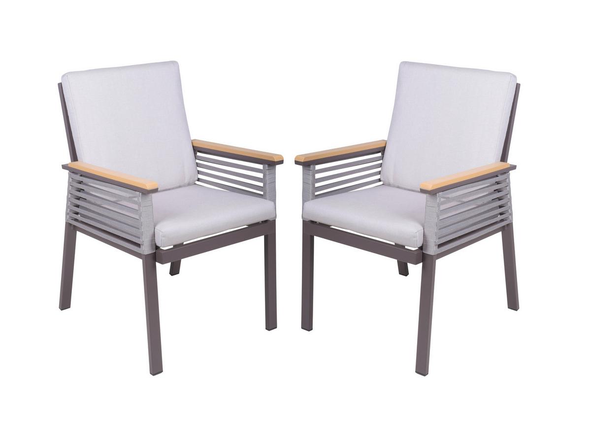 Gartenstuhl-set Denia - Dunkelbraun/Hellgrau, Basics, Kunststoff/Textil (56/86/53cm) - Gardenson