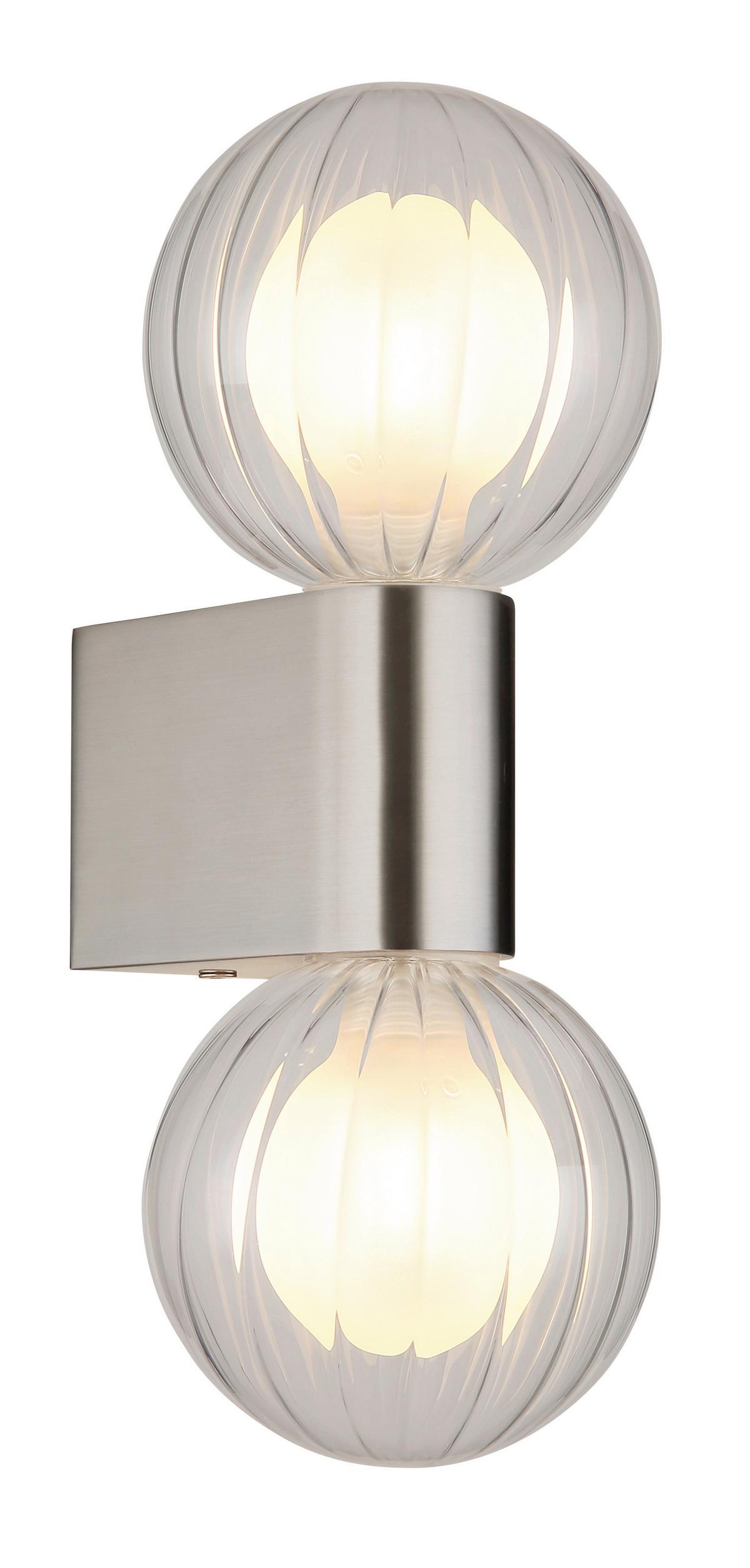 Bad-wandleuchte Ip44 2-Flammig Klar L: 10 Cm - Klar, KONVENTIONELL, Glas/Metall (10/12/26,5cm) - Globo