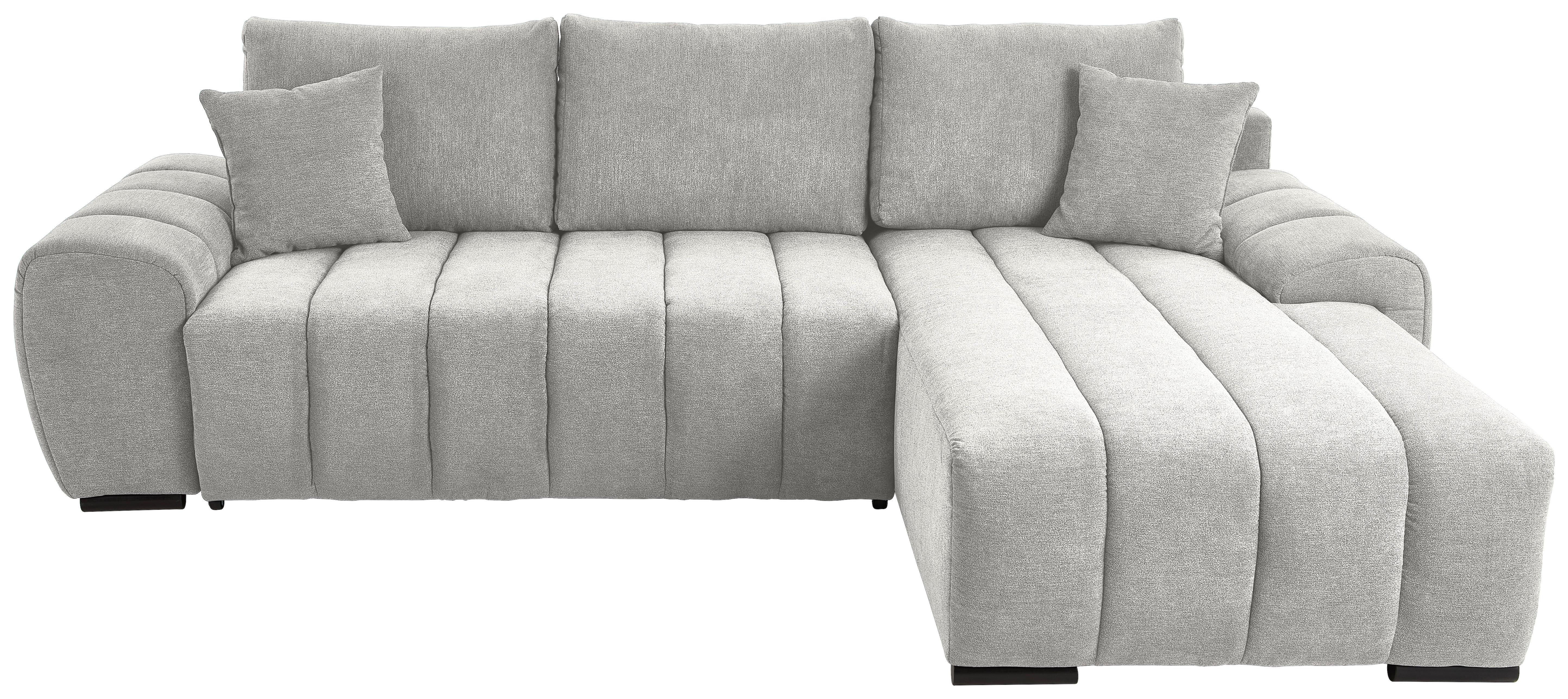 Ecksofa m Schlaffunktion Barca + Kissen Hellgrau 275x180 cm