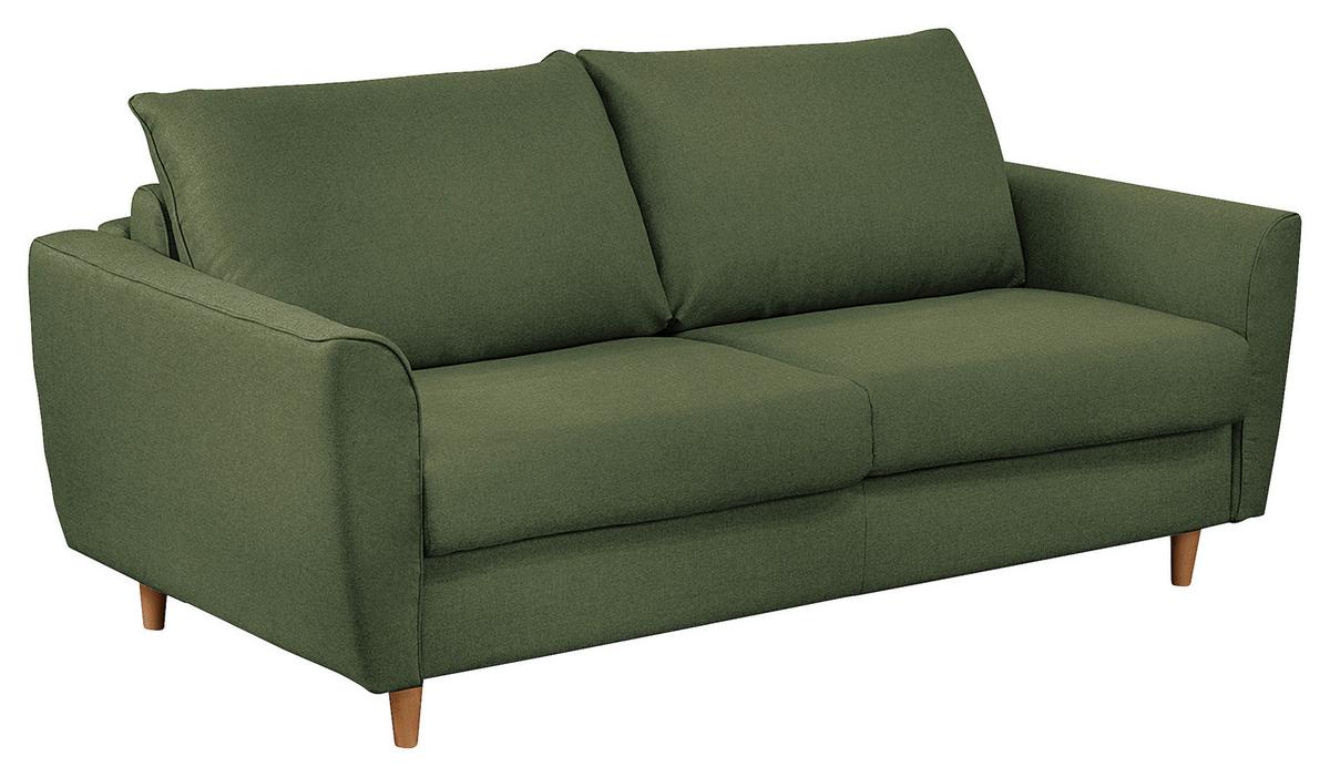Schlafsofa Winter Dunkelgrün B: 195 cm - Dunkelgrün/Buchefarben, Design, Textil (195/90/102cm) - Livetastic