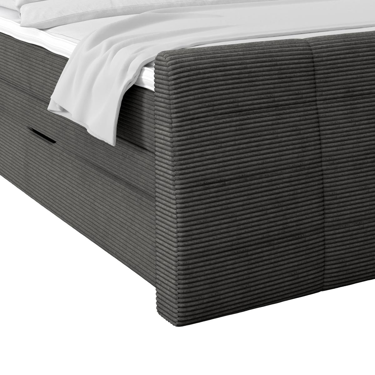 Boxspringbett Libra - Graublau/Dunkelgrau, KONVENTIONELL, Textil (180/200cm)