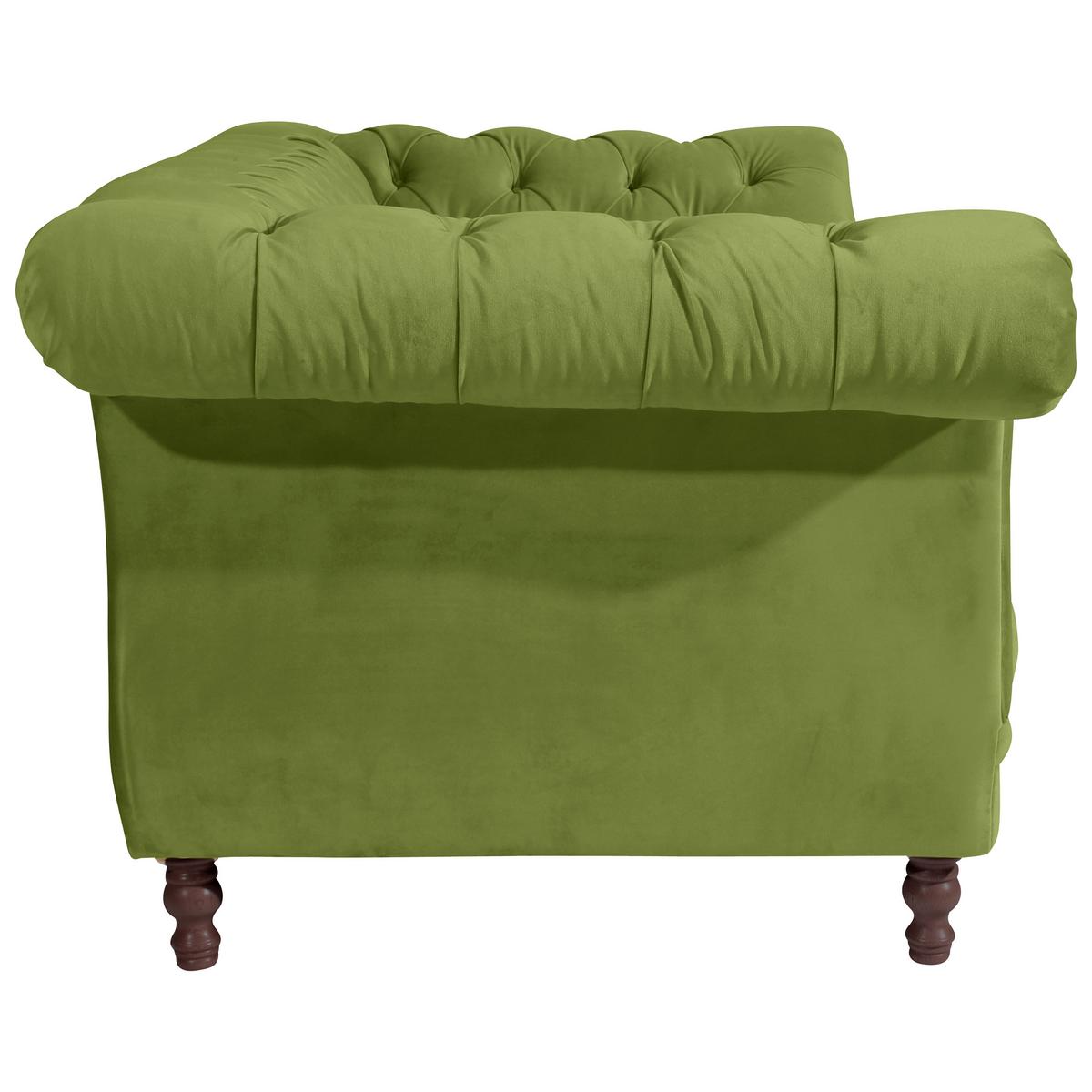 CHESTERFIELD-SOFA IVETTE - Nussbaumfarben/Olivgrün, Design, Textil (200/80/100cm) - Max Winzer