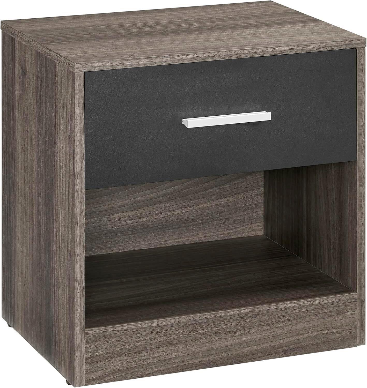 Nachttisch Nightstand - Walnussfarben/Schwarz, MODERN, Holzwerkstoff (39/41/28cm) - MID.YOU