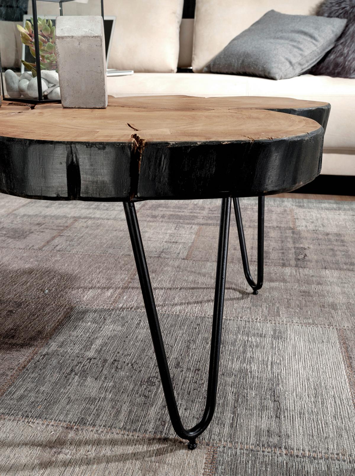 Couchtisch Wl1.510 - Schwarz/Akaziefarben, Design, Holz/Metall (115/70/40cm) - MID.YOU