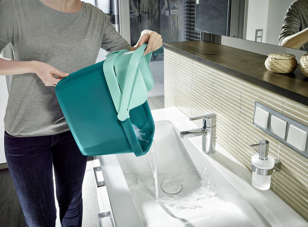 Bodenreinigungsset Combi m mit 12 L-Eimer - Türkis/Grau, Basics, Kunststoff/Metall - Leifheit