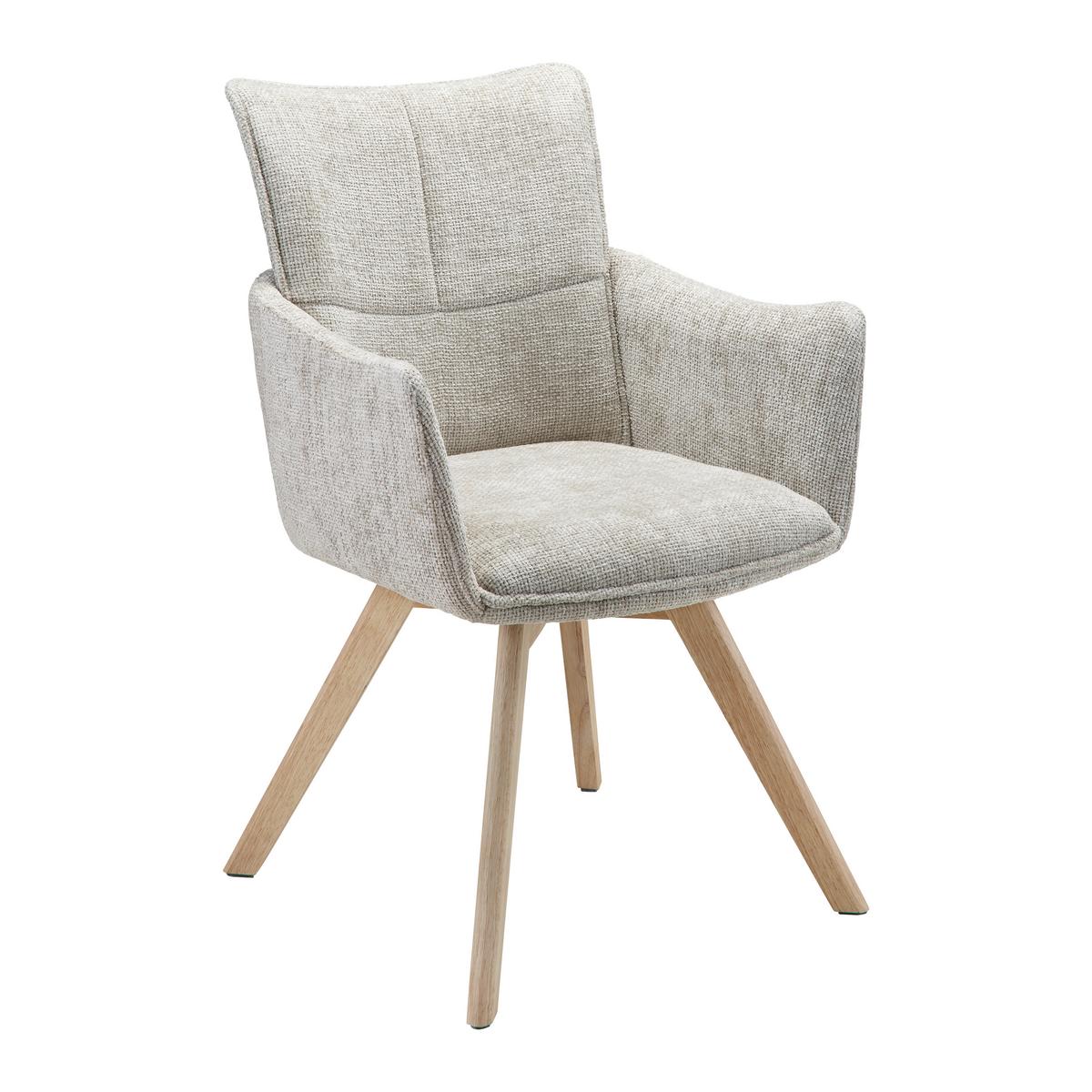 ŽIDLE S PODRUČKAMI TERESA - světle šedá/přírodní barvy, Moderní, kov/dřevo (60/92,5/61cm) - Bessagi Home