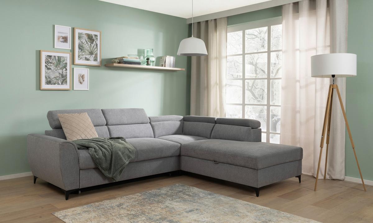 Ecksofa Lapis Grau S: 255/217 Cm - Schwarz/Grau, KONVENTIONELL, Textil (255/217cm) - MID.YOU