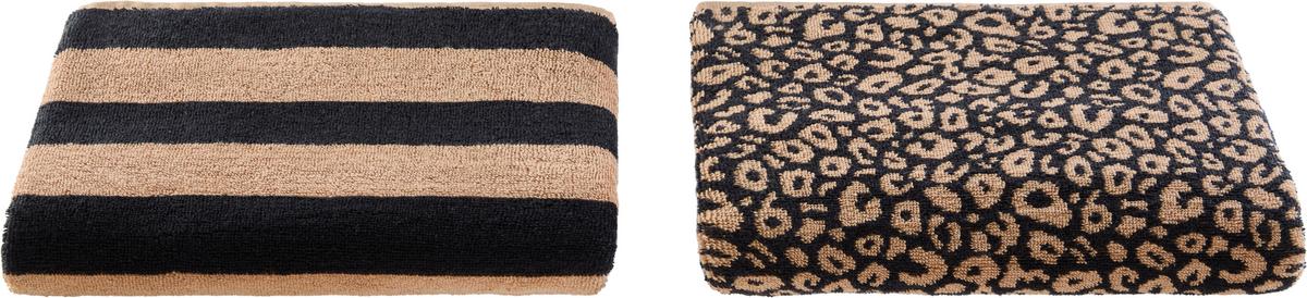 DUSCHTUCHSET MELINA - 2ER PACK - Beige/Schwarz, ROMANTIK / LANDHAUS, Textil (70/130cm) - James Wood