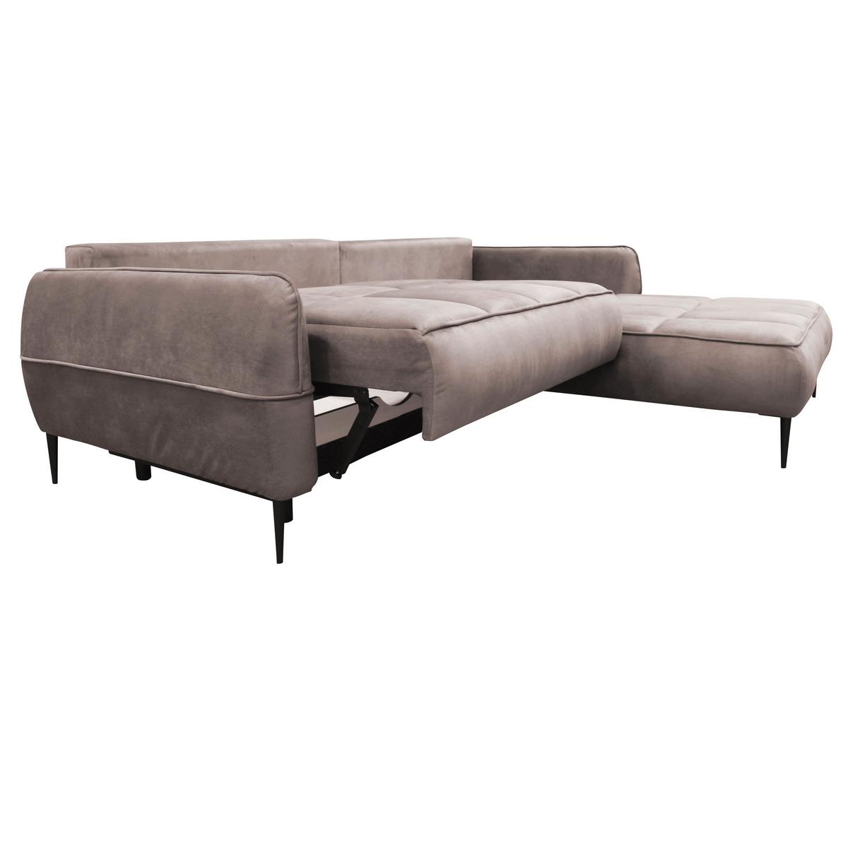 Ecksofa mit Bettkasten Letto 260x189 cm Velours Beige - Beige/Schwarz, Design, Textil (260/189cm) - MID.YOU