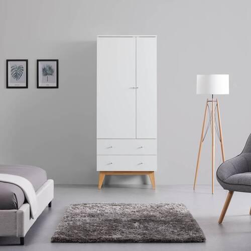 Šatní skříň MILO - bílá/barvy stříbra, Moderní, kov/dřevo (80/205/55cm) - Bessagi Home