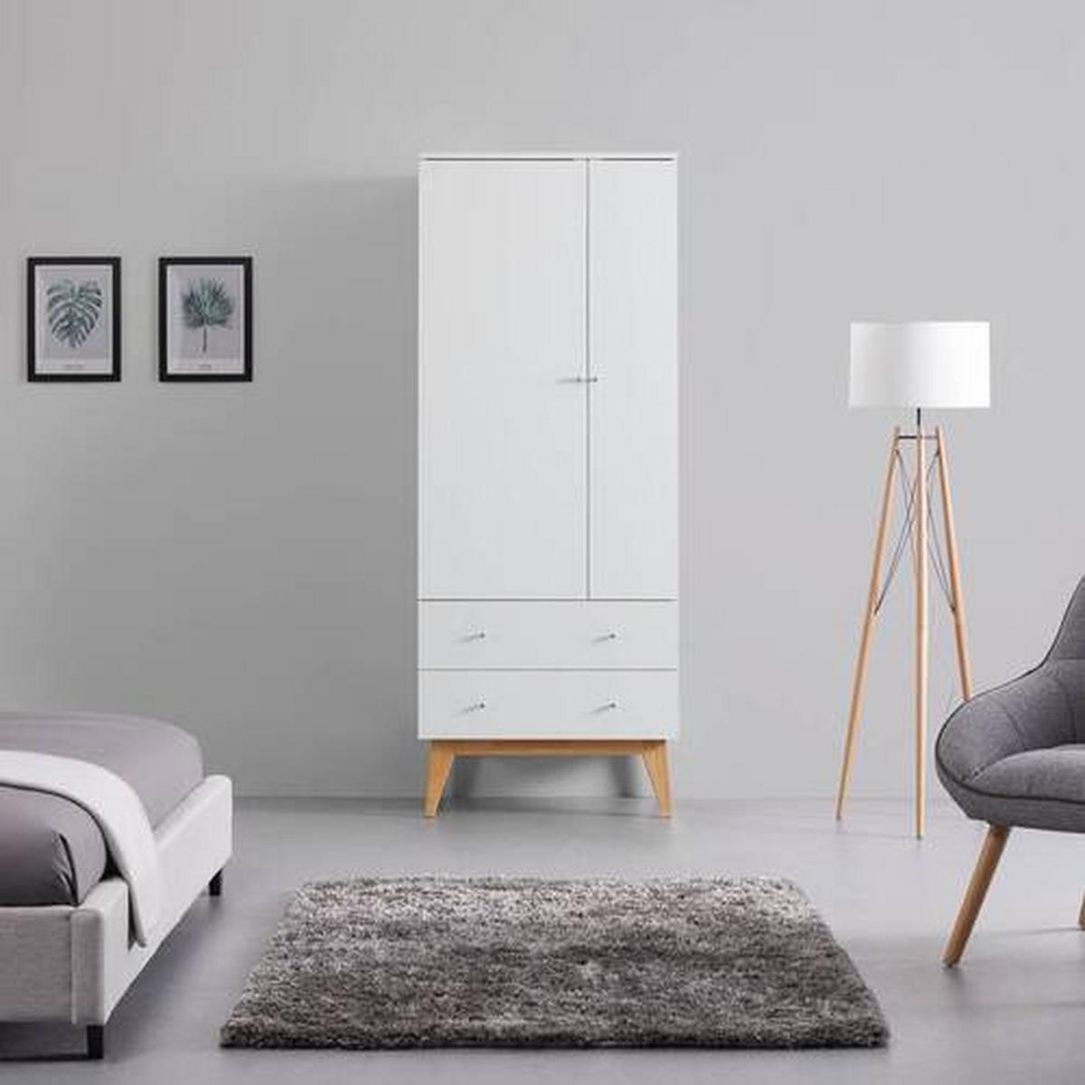 Šatníková skriňa MILO - biela/strieborná, Modern, kov/drevo (80/205/55cm) - Bessagi Home