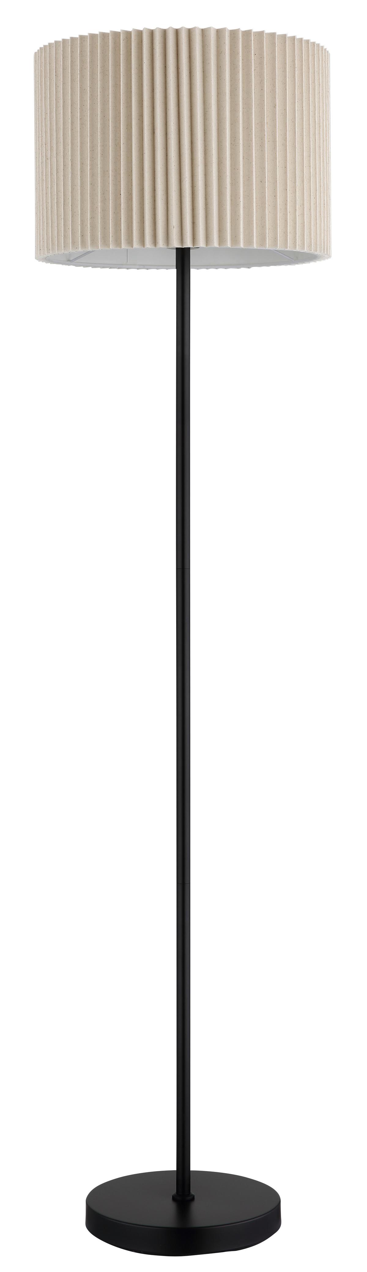 Stehleuchte Naturfarben Schwarz D: 38 cm - Schwarz/Naturfarben, KONVENTIONELL, Textil/Metall (38/152cm) - Globo