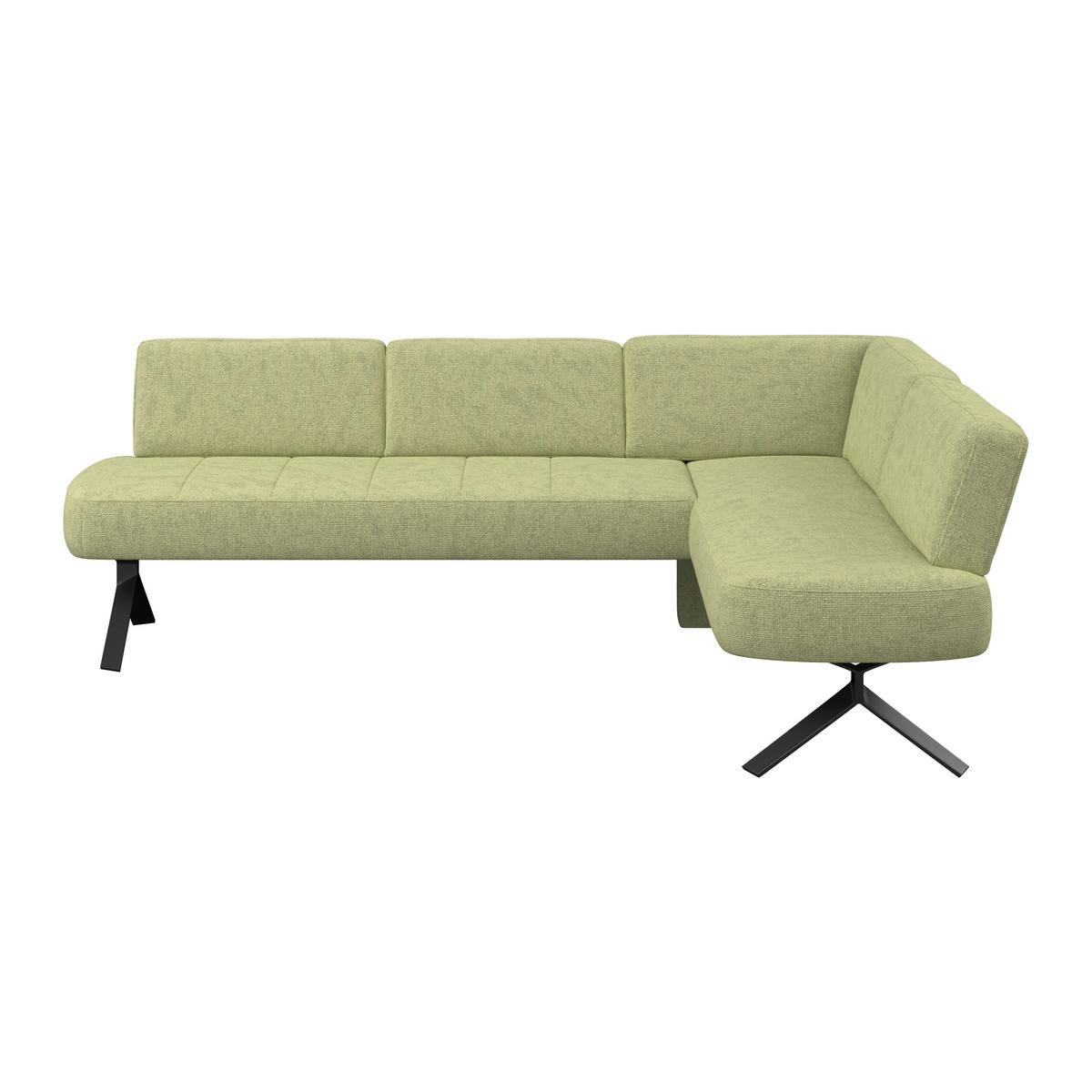 Eckbank olivgrün/Metallbeine Ulmo, S:248x176cm - Schwarz/Olivgrün, MODERN, Textil/Metall (248/176cm)