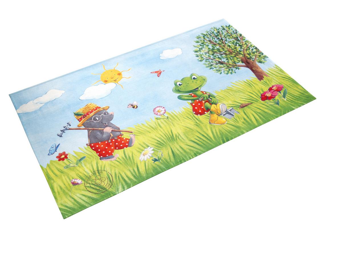 Kinderteppich Maulwurf/frosch Grün/blau Garden 140x200 Cm - Blau/Hellgrün, Trend, Textil (140/200cm)