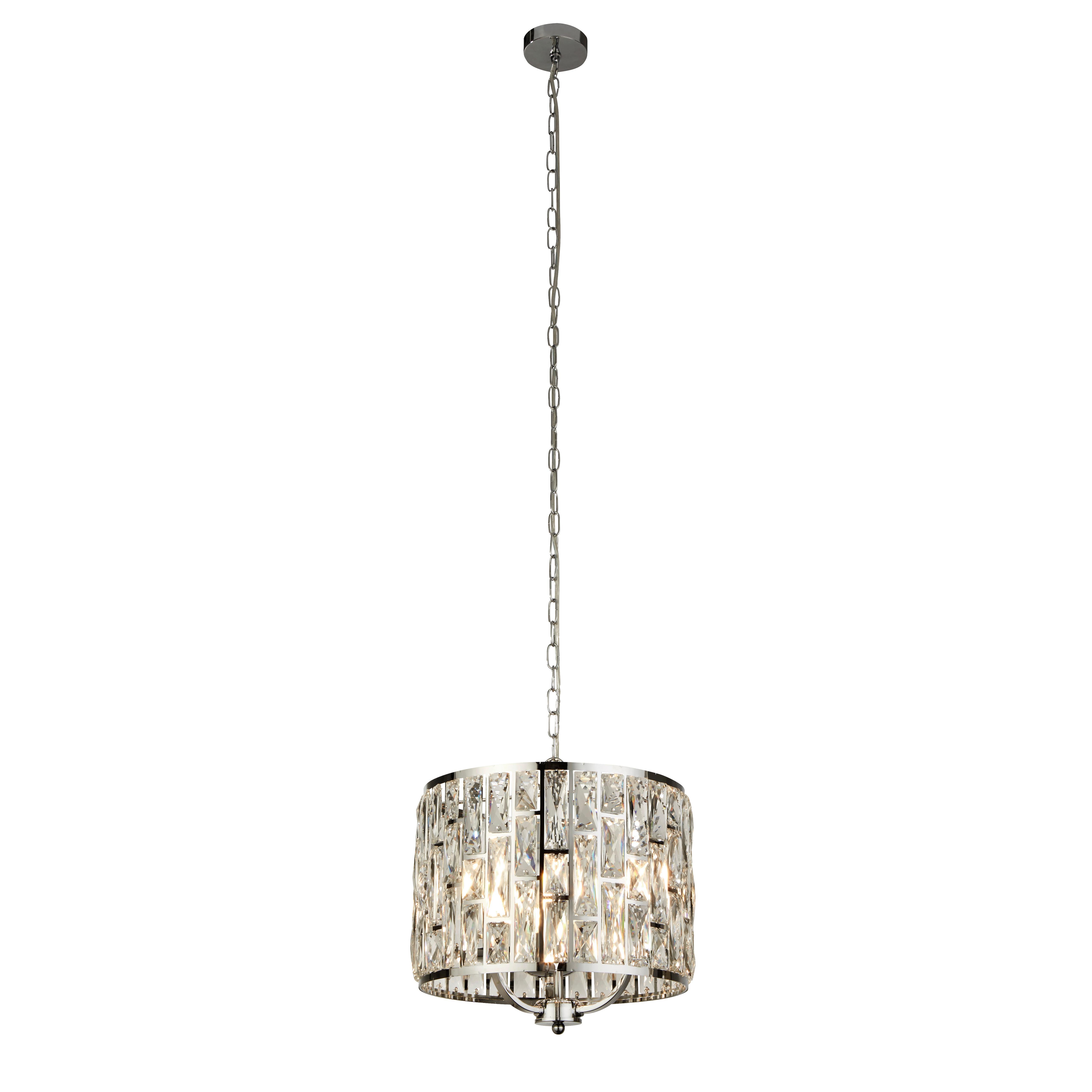 Hängeleuchte Bijou H: 144 cm 3-Flammig - Chromfarben, Design, Glas/Metall (38/38-144cm)