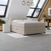Boxspringbett Mit Topper & Bettkasten 160x200 April - Beige/Schwarz, MODERN, Textil (160/200cm)